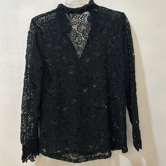 SOFT SURROUNDING LACE CROCHET TOP BLOUSE WOMEN SIZE S BLACK TWO PIECES - Picture 3 of 11